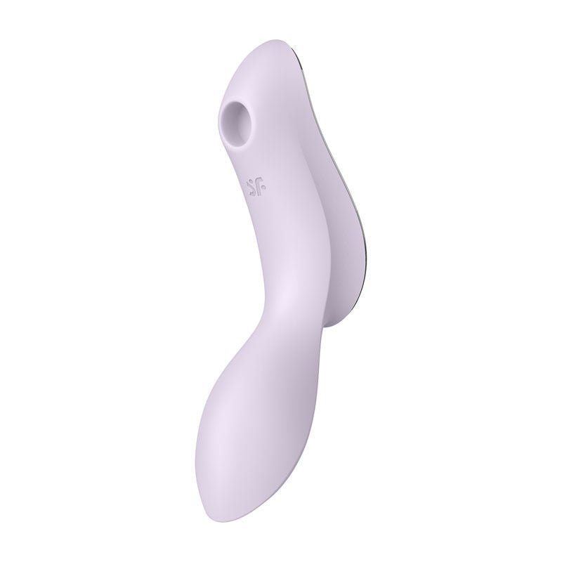 Satisfyer - curvy trinity 2 - clitoral suction stimulator - purple, Product side two view  | Flirtybay.com.au