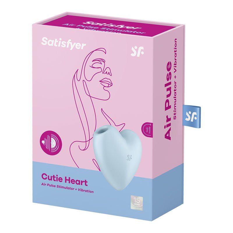 Satisfyer - cutie heart - clitoral suction stimulator -  blue, box side view | Flirtybay.com.au