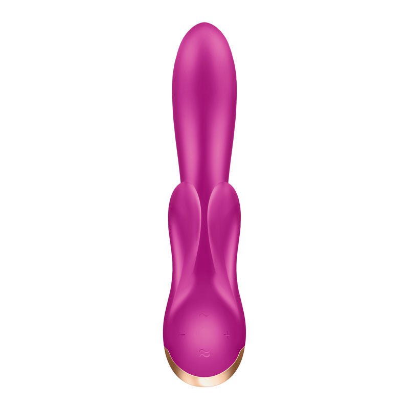 Satisfyer double flex - app controlled rabbit vibrator - Pink, Product front view  | Flirtybay.com.au