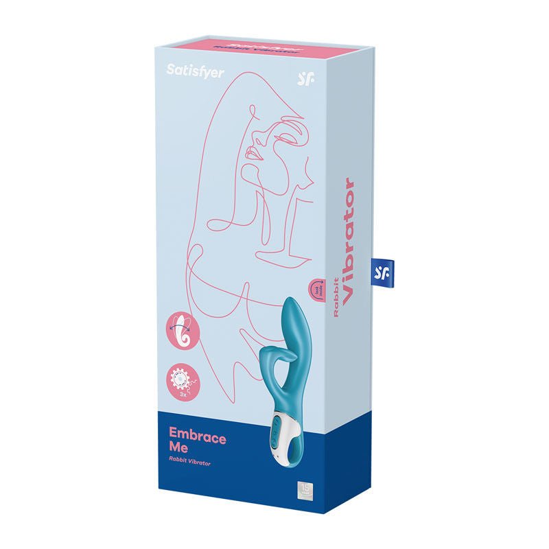 Satisfyer - embrace me - rabbit vibrator -  blue, box side view | Flirtybay.com.au