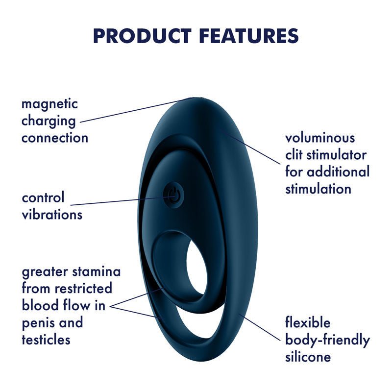 Satisfyer - glorious duo - cock ring - Product side view, with specifications  | Flirtybay.com.au