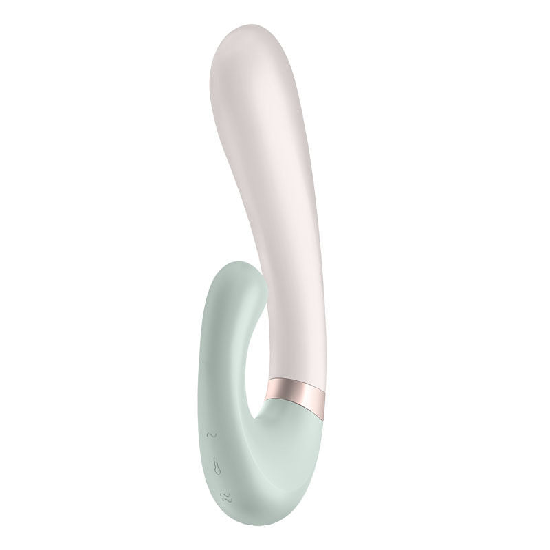 Satisfyer - heat wave - app controlled rabbit vibrator - Green, Product side three view  | Flirtybay.com.au