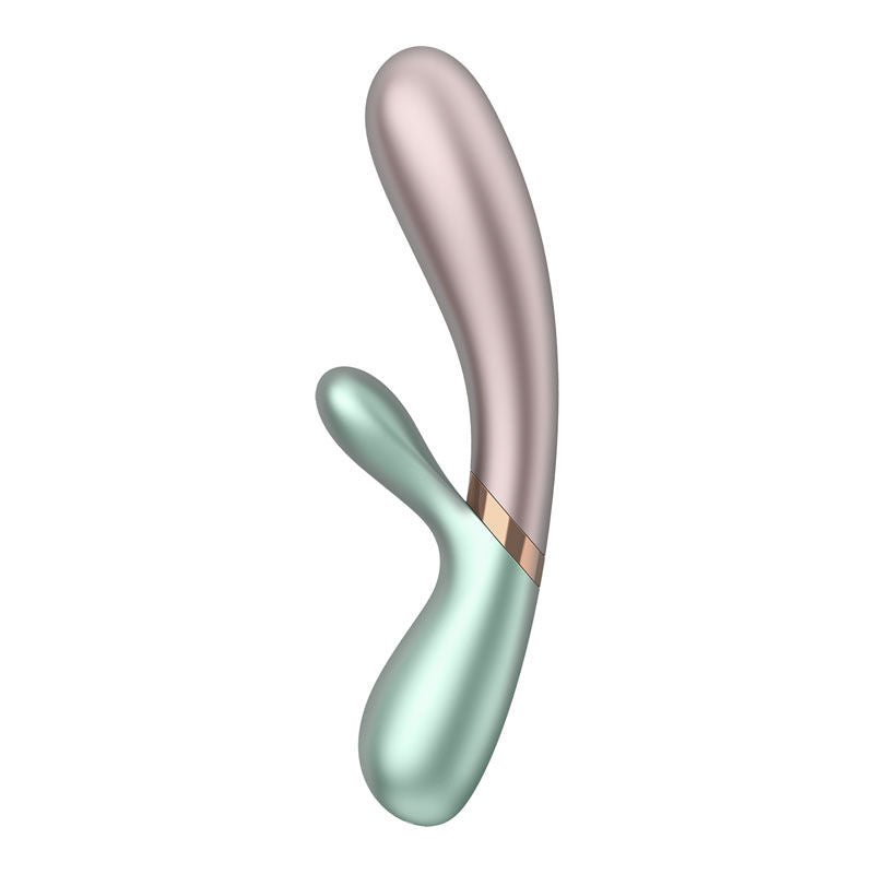 Satisfyer - hot lover - app controlled rabbit vibrator - Green, Product side two view  | Flirtybay.com.au