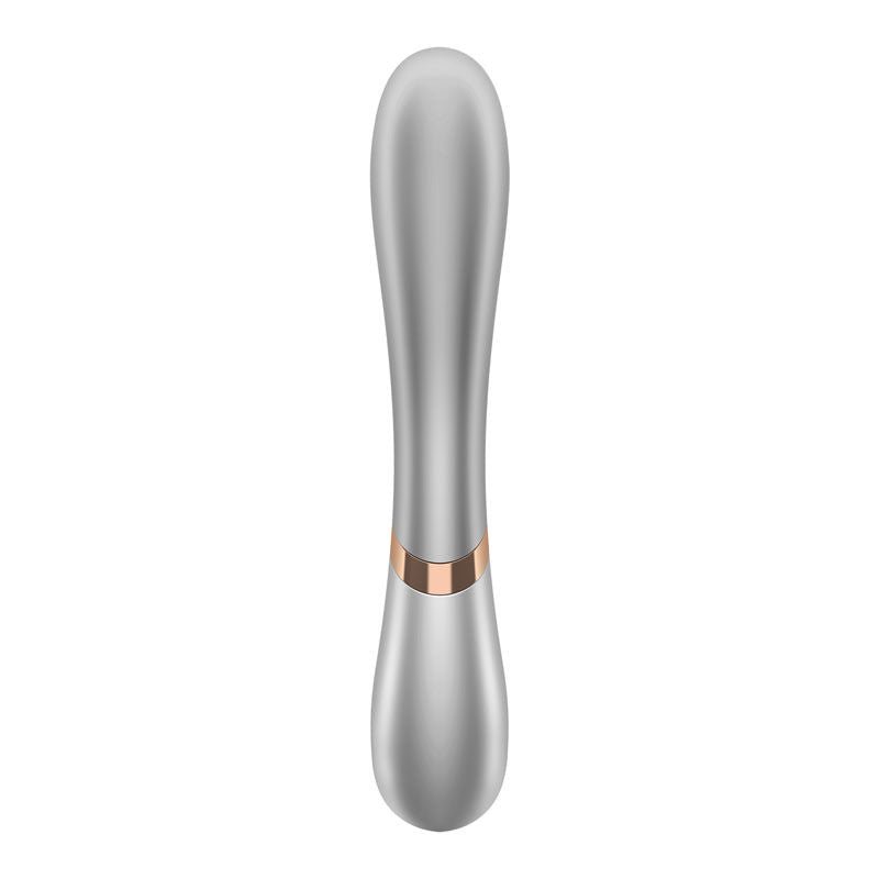 Satisfyer - hot lover - app controlled rabbit vibrator - silver, Product back view  | Flirtybay.com.au