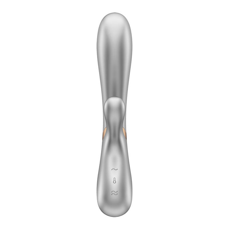 Satisfyer - hot lover - app controlled rabbit vibrator - silver, Product front view  | Flirtybay.com.au