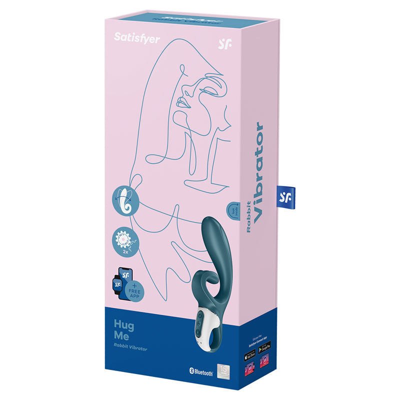 Satisfyer - hug me - controlled rabbit vibrator -  Blue, box side view | Flirtybay.com.au