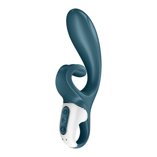 Satisfyer - hug me - controlled rabbit vibrator - Blue, Product side view  | Flirtybay.com.au
