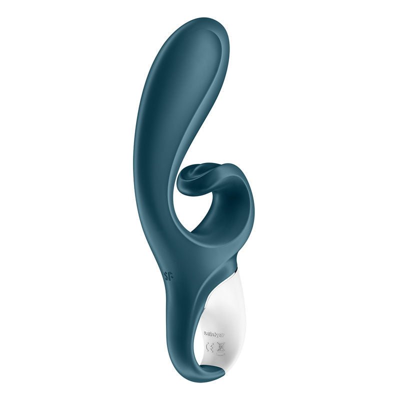 Satisfyer - hug me - controlled rabbit vibrator - Blue, Product side three view  | Flirtybay.com.au