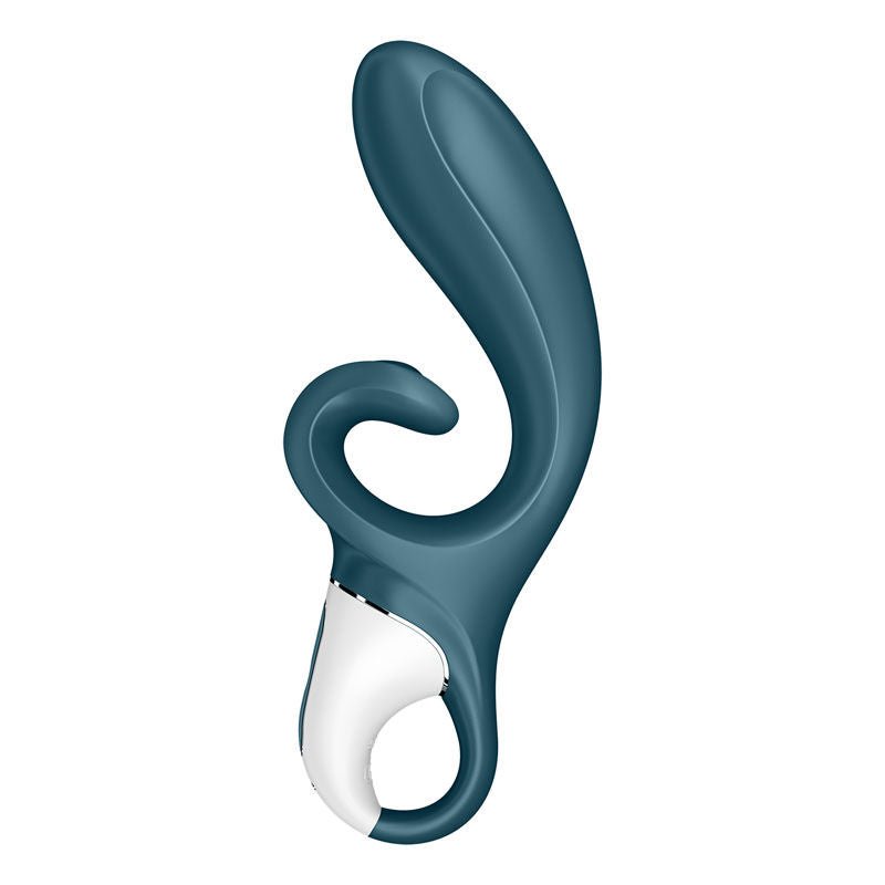 Satisfyer - hug me - controlled rabbit vibrator - Blue, Product side two view  | Flirtybay.com.au