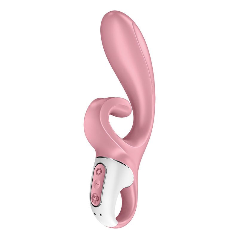 Satisfyer - hug me - controlled rabbit vibrator - pink, Product side five view  | Flirtybay.com.au