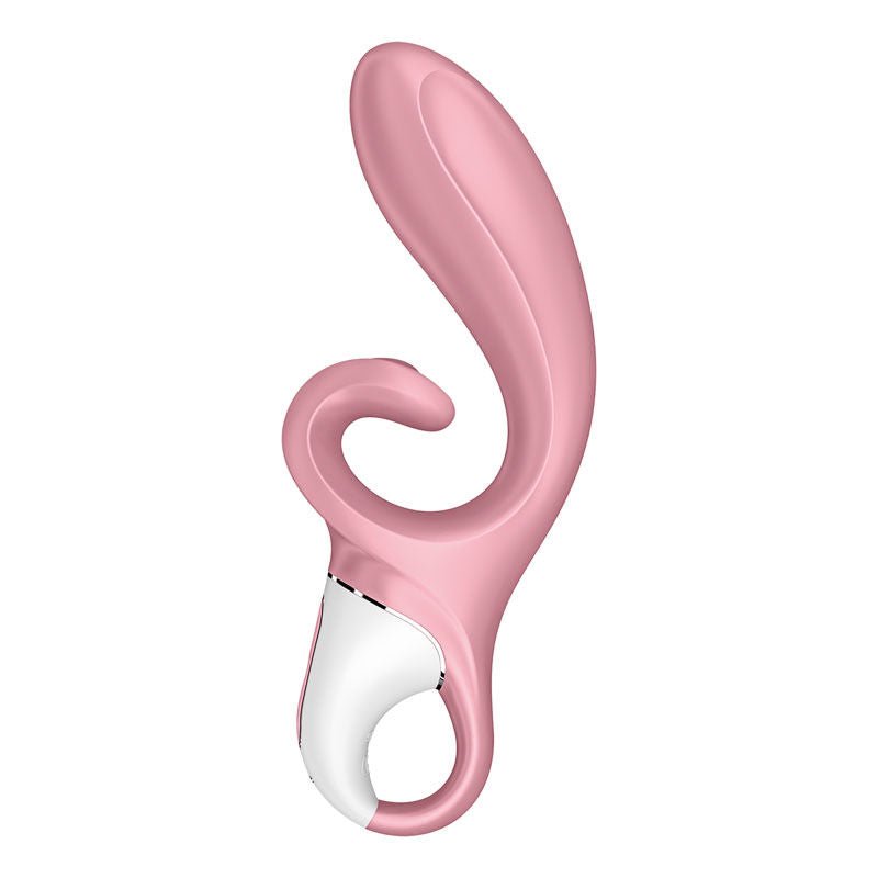 Satisfyer - hug me - controlled rabbit vibrator - pink, Product side four view  | Flirtybay.com.au