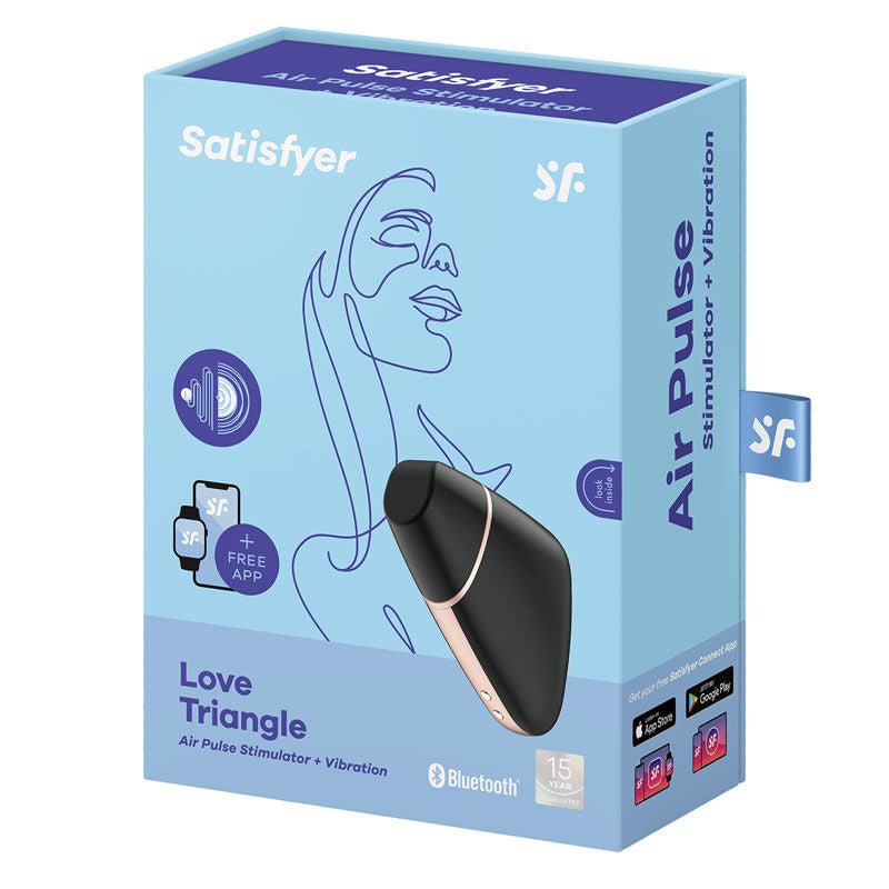 Satisfyer - love triangle - controlled clitoral suction stimulator -  Black, box side view | Flirtybay.com.au