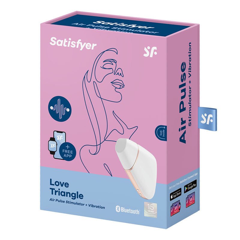 Satisfyer - love triangle - controlled clitoral suction stimulator -  white, box side view | Flirtybay.com.au