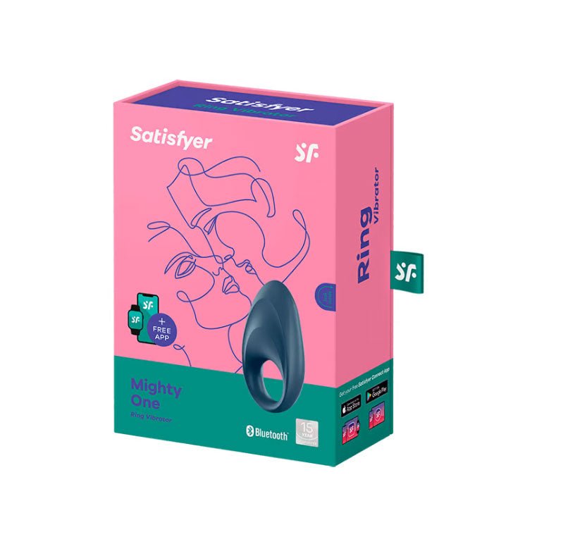 Satisfyer - mighty one - app controlled cock ring -  box side view | Flirtybay.com.au