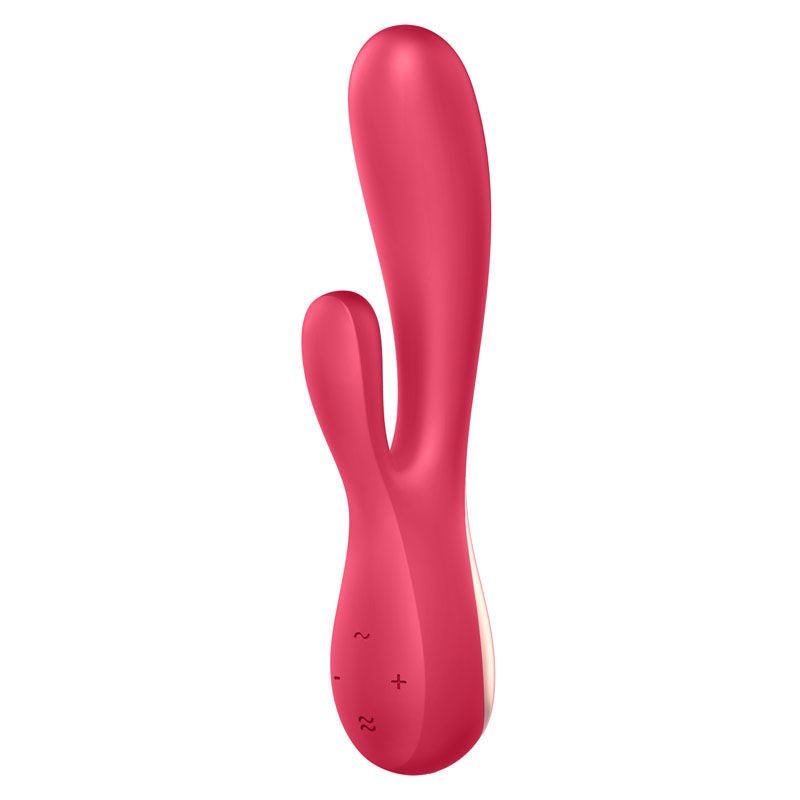 Satisfyer - mono flex - app controlled rabbit vibrator - red, Product side two view  | Flirtybay.com.au
