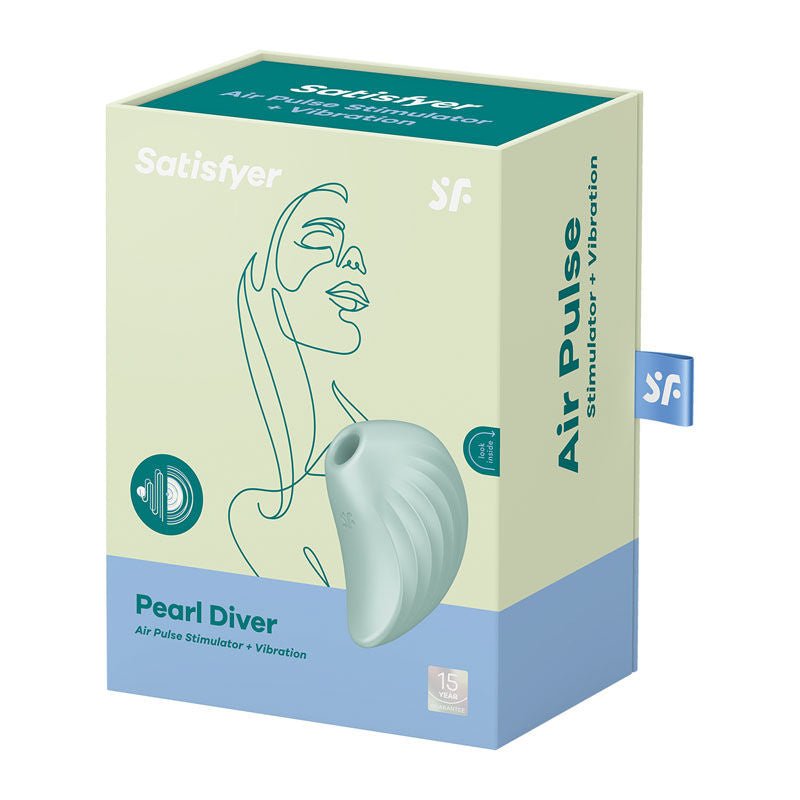 Satisfyer - pearl diver - clitoral suction stimulator - Green, Product side view  | Flirtybay.com.au