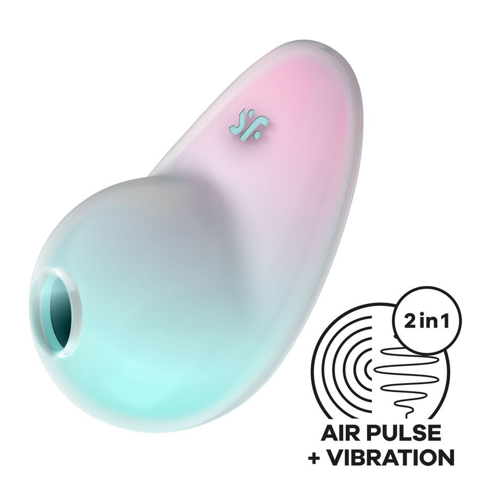 Satisfyer pixie dust - mint - pink - pressure wave vibrator - Product side view  | Flirtybay.com.au