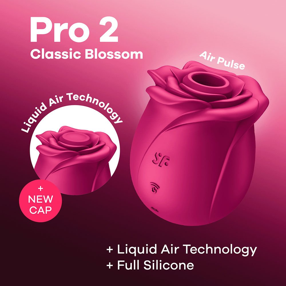Satisfyer pro 2 - classic blossom - pressure wave vibrator - Product side view  | Flirtybay.com.au