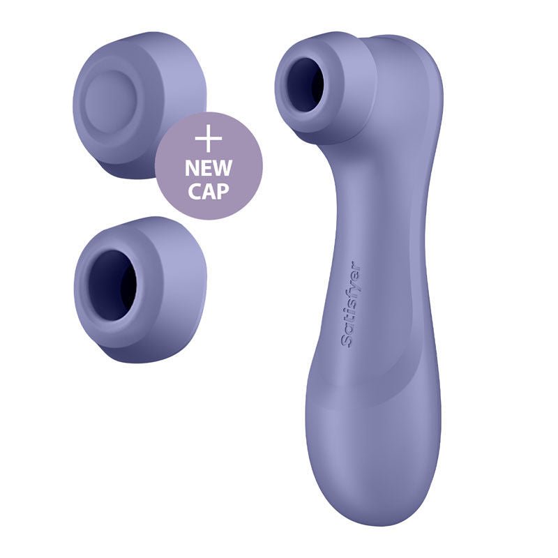 Satisfyer pro 2 generation 3 - app controlled clitoral suction stimulator - purple, Product side view with app | Flirtybay.com.au