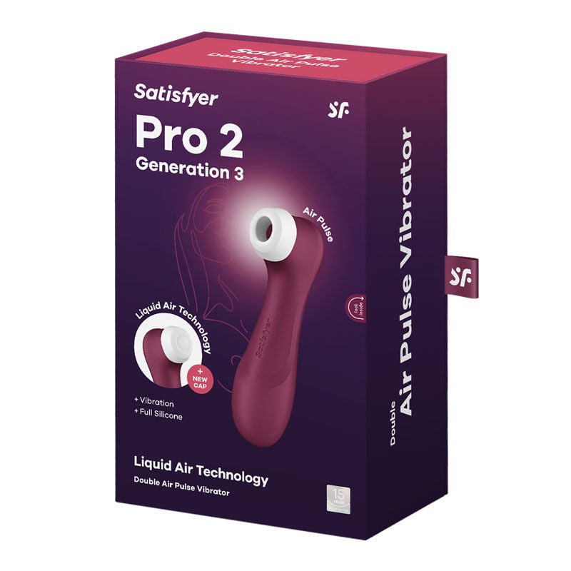 Satisfyer pro 2 generation 3 - clitoral suction stimulator -  Red, box side view | Flirtybay.com.au