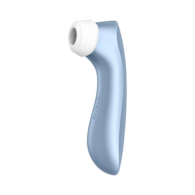 Satisfyer pro 2+ - clitoral suction stimulator - blue, Product side view  | Flirtybay.com.au