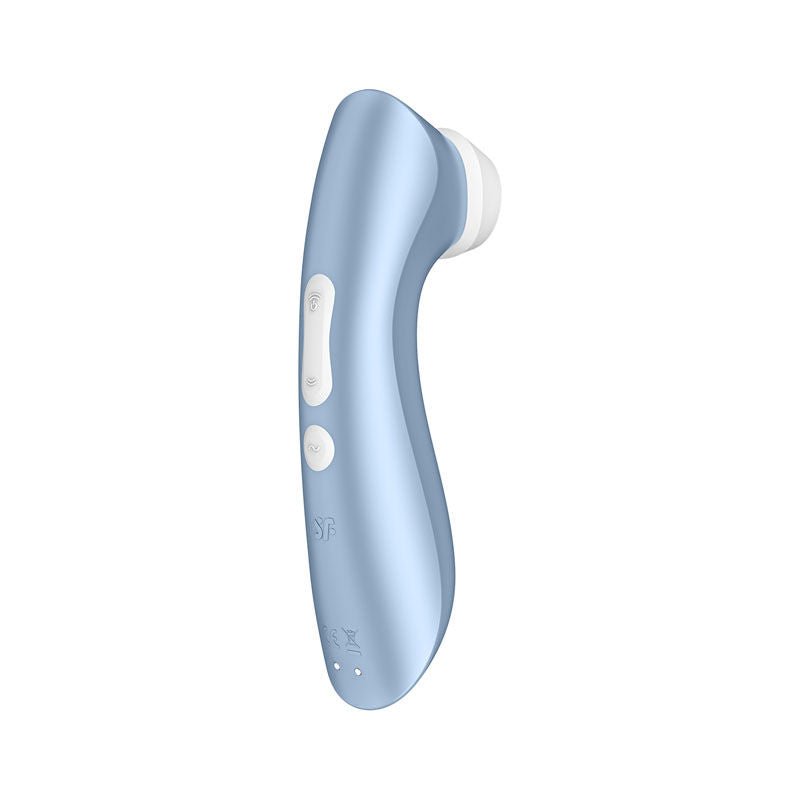 Satisfyer pro 2+ - clitoral suction stimulator - blue, Product side view  | Flirtybay.com.au