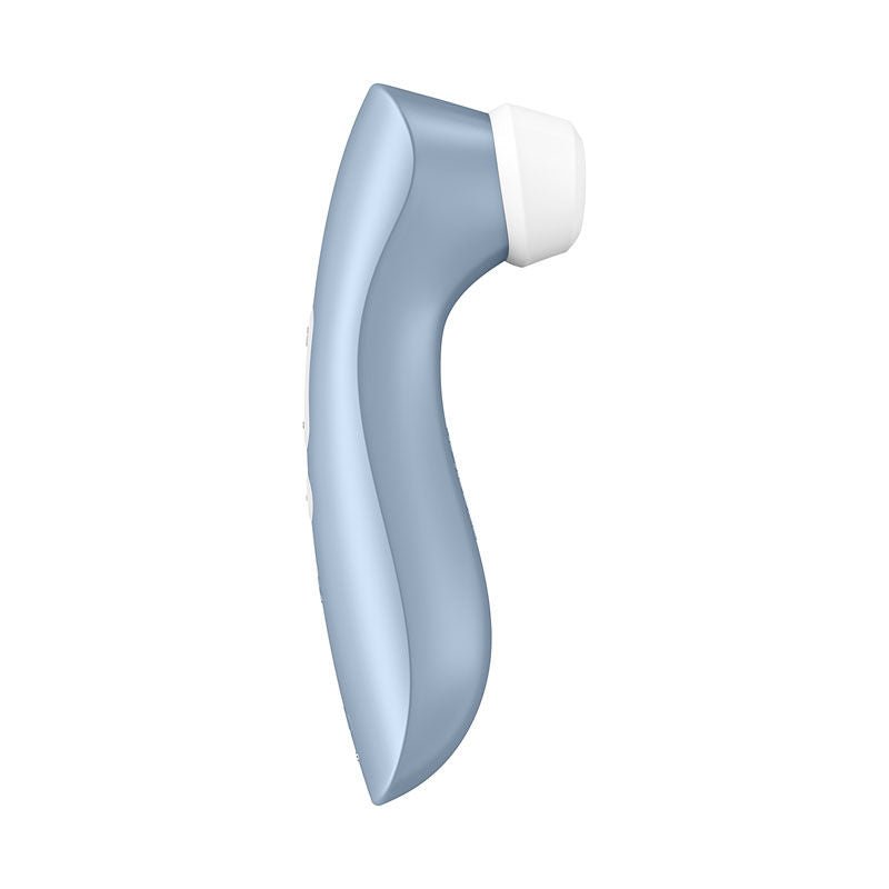 Satisfyer pro 2+ - clitoral suction stimulator - blue, Product side two view  | Flirtybay.com.au