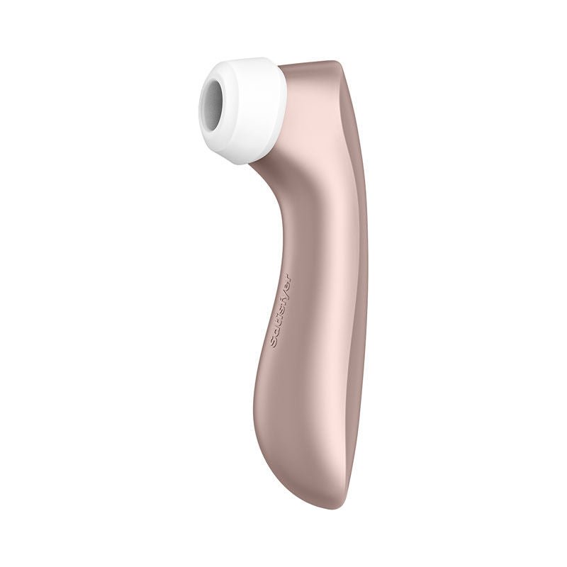 Satisfyer pro 2+ - clitoral suction stimulator - rose-gold, Product side view  | Flirtybay.com.au
