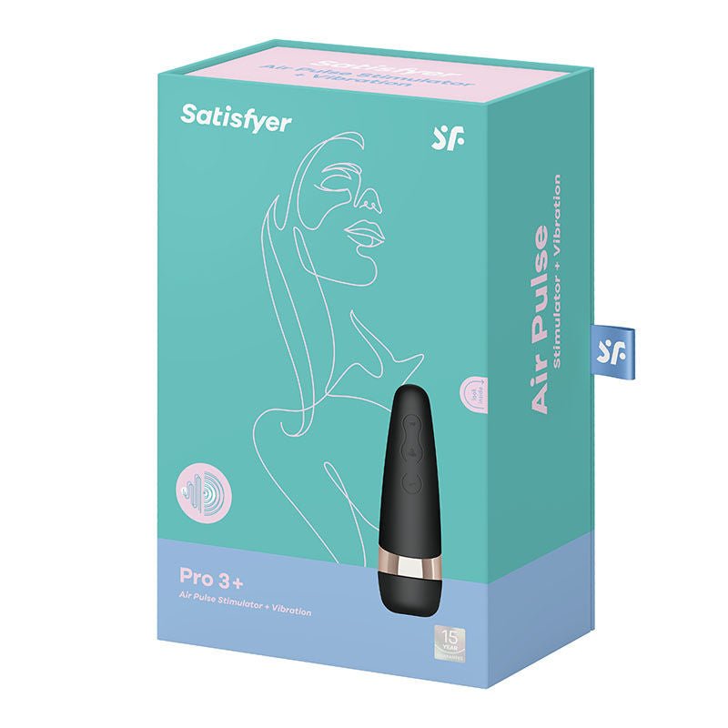 Satisfyer - pro 3+ - clitoral suction stimulator -  box side view | Flirtybay.com.au