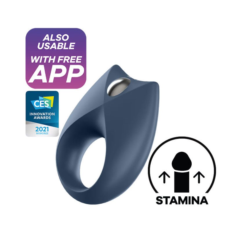 Satisfyer - royal one - app controlled cock ring - Product side view, with app  | Flirtybay.com.au