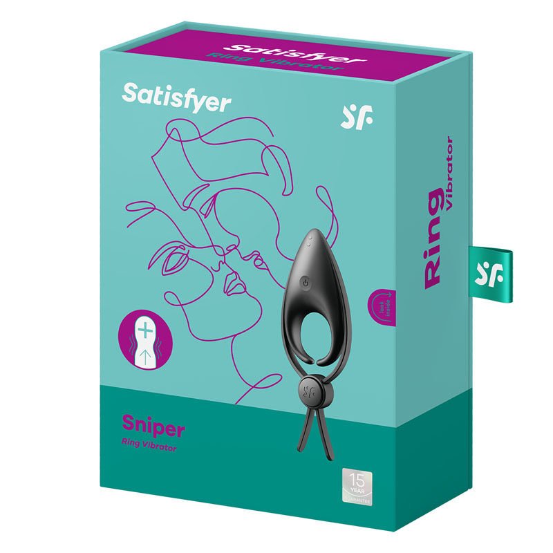 Satisfyer - sniper - cock ring -  Black, box side view | Flirtybay.com.au