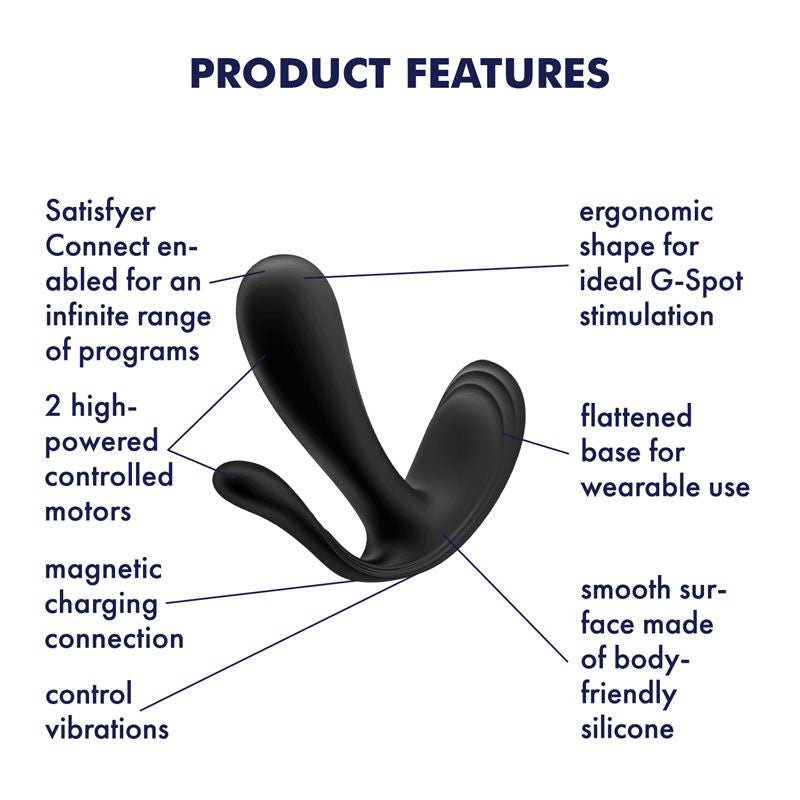 Satisfyer top secret + - g-spot & clitoral vibrator - black, Product side view  | Flirtybay.com.au