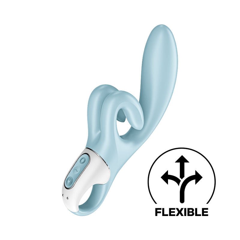 Satisfyer touch me - rabbit vibrator - Blue, Product side view  | Flirtybay.com.au