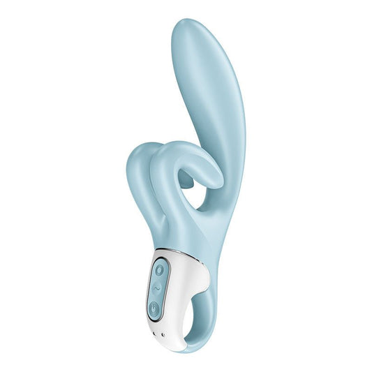 Satisfyer touch me - rabbit vibrator - Blue, Product side two view  | Flirtybay.com.au