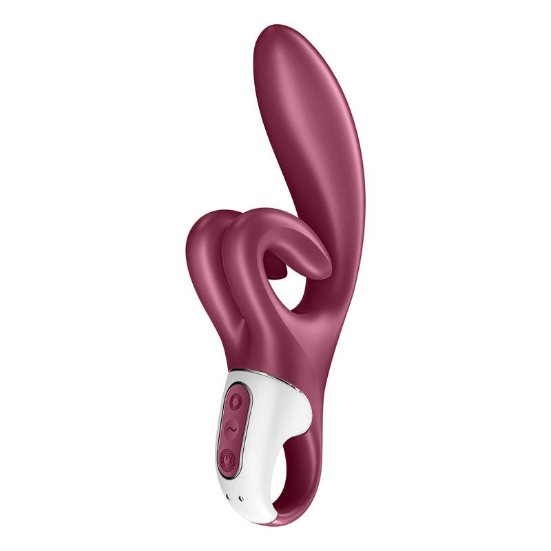 Satisfyer touch me - rabbit vibrator - red, Product side five view  | Flirtybay.com.au