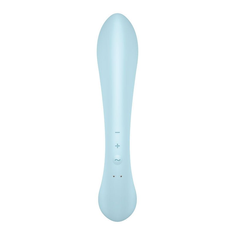 Satisfyer - triple oh - rabbit vibrator - Blue, Product back view  | Flirtybay.com.au