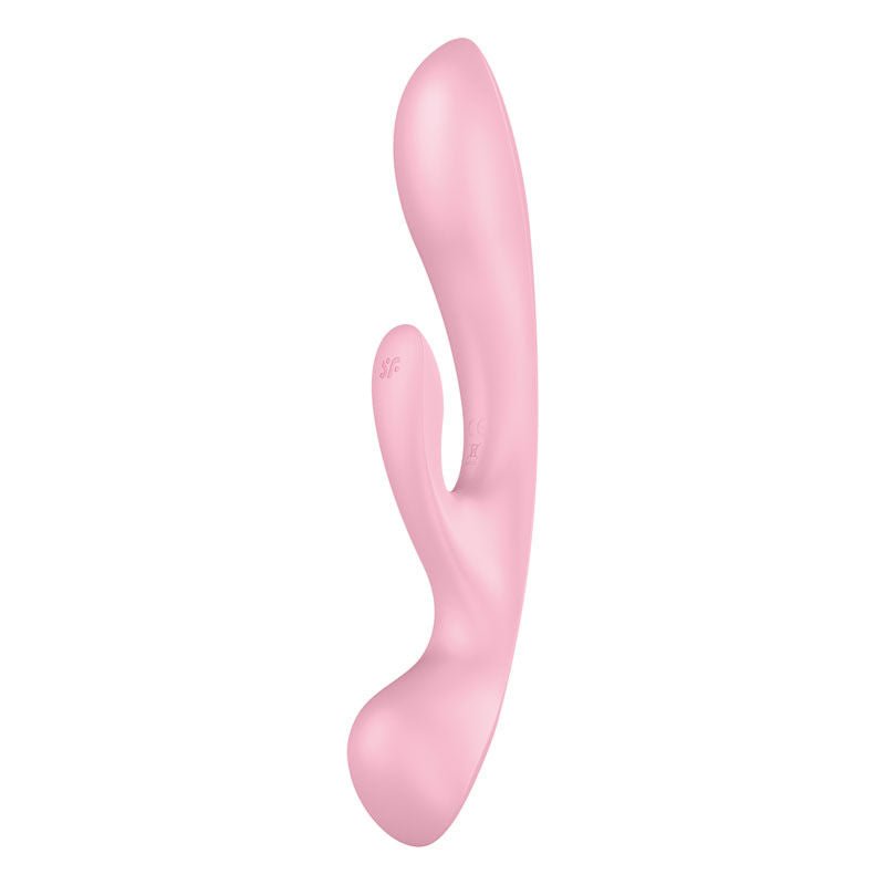 Satisfyer - triple oh - rabbit vibrator - Pink, Product side five view  | Flirtybay.com.au