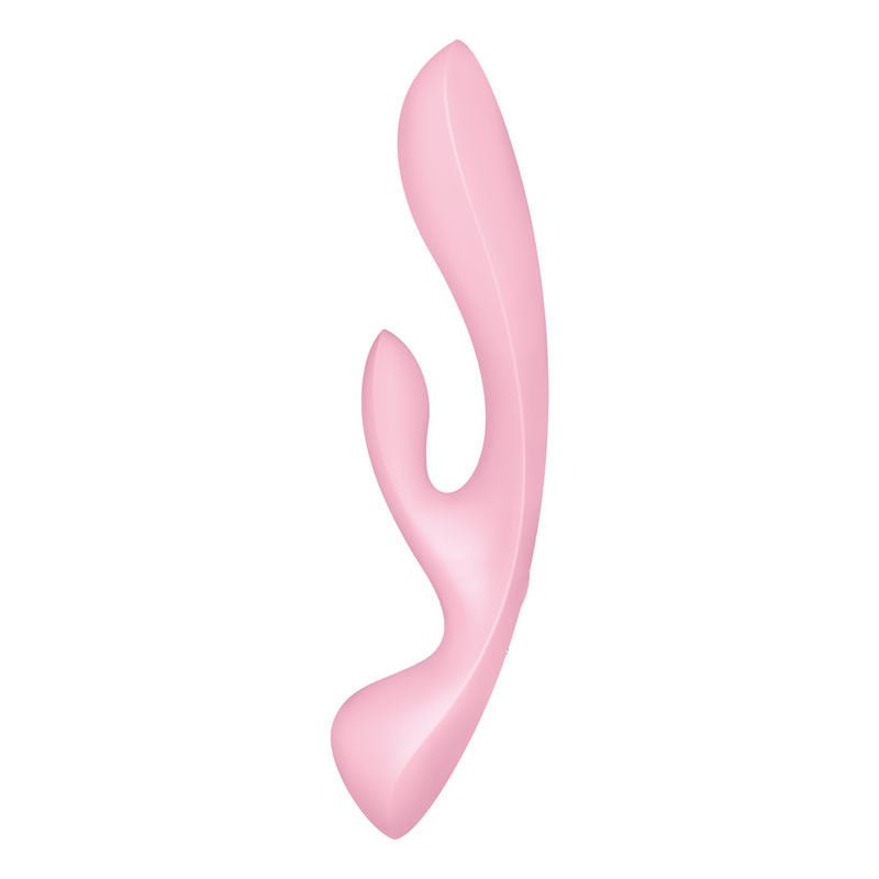 Satisfyer - triple oh - rabbit vibrator - Pink, Product side four view  | Flirtybay.com.au