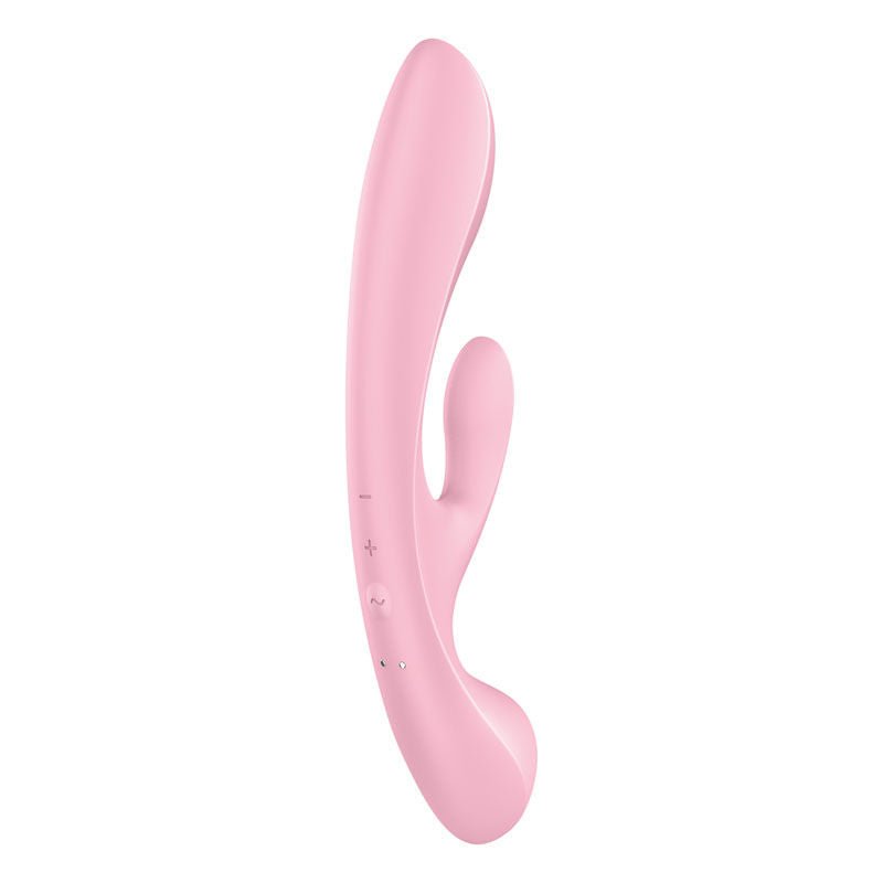 Satisfyer - triple oh - rabbit vibrator - Pink, Product side three view  | Flirtybay.com.au
