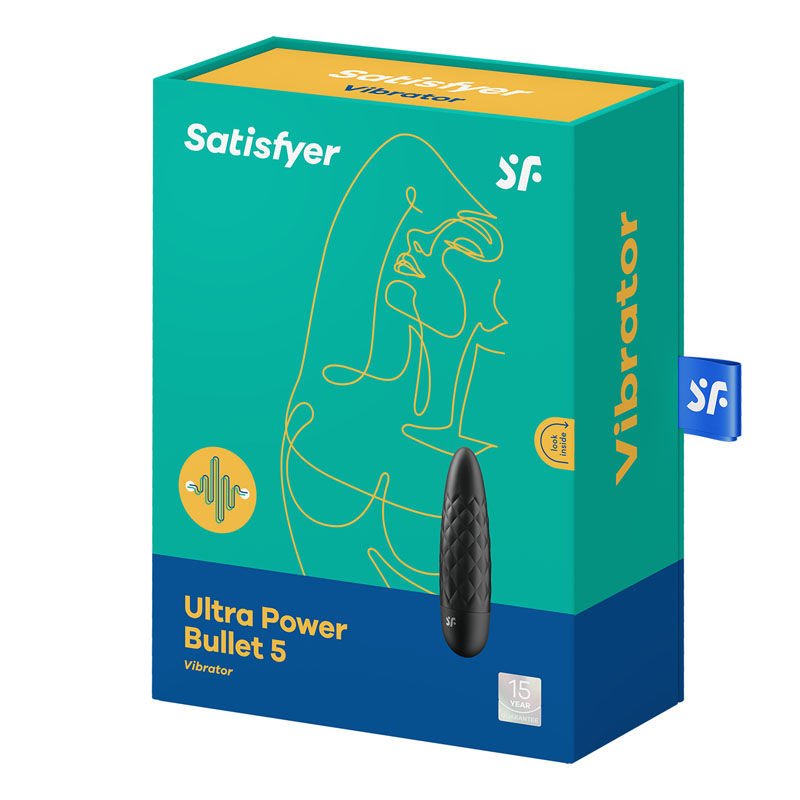 Satisfyer - ultra power bullet 5 vibrator -  Black, box side view | Flirtybay.com.au