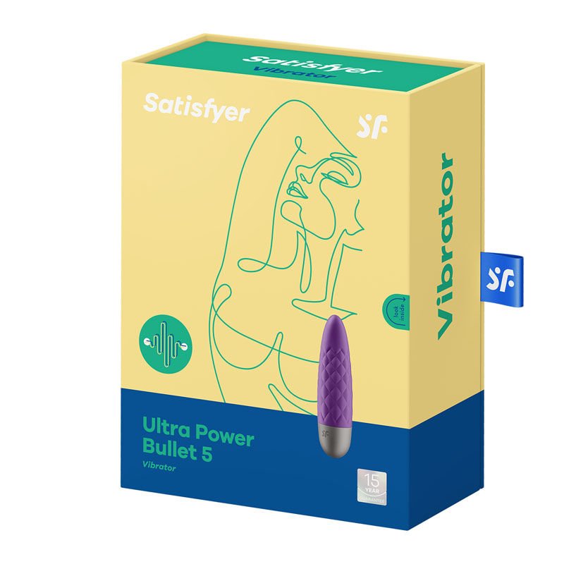 Satisfyer - ultra power bullet 5 vibrator -  Purple, box side view | Flirtybay.com.au