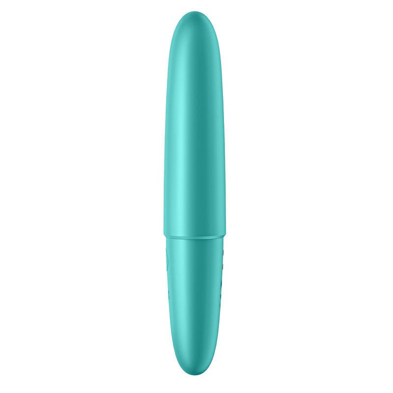 Satisfyer - ultra power bullet 6 clitoral vibrator - Turquoise, Product side three view  | Flirtybay.com.au