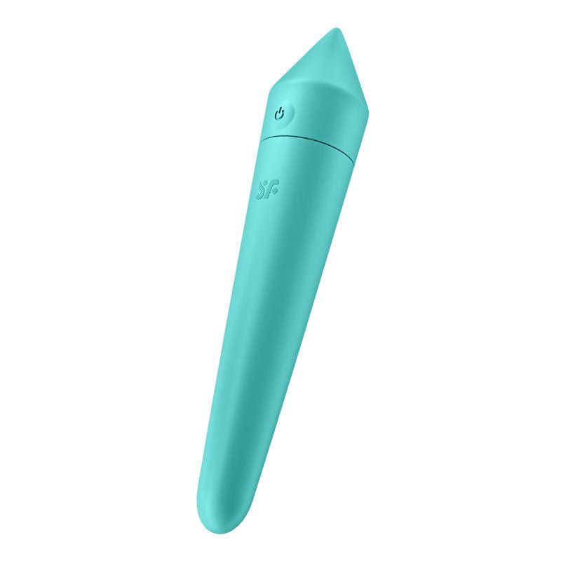 Satisfyer - ultra power bullet 8 -  app controlled clitoral vibrator - Turquoise, Product side view  | Flirtybay.com.au