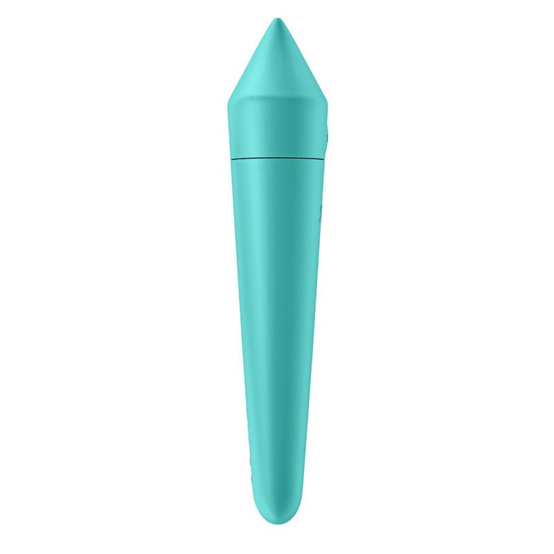 Satisfyer - ultra power bullet 8 -  app controlled clitoral vibrator - Turquoise, Product side three view  | Flirtybay.com.au