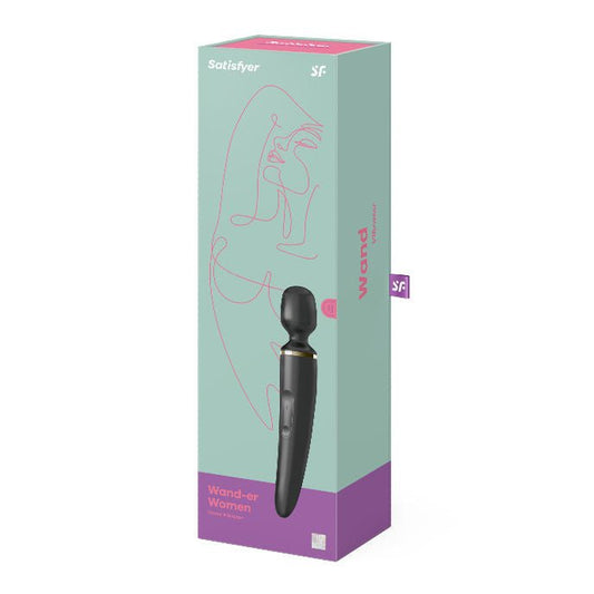 Satisfyer - wand-er woman - vibrating wand -  black, box side view | Flirtybay.com.au