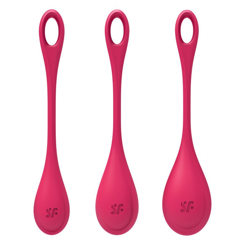 Satisfyer - yoni 1 - kegel balls - red, Product side view  | Flirtybay.com.au
