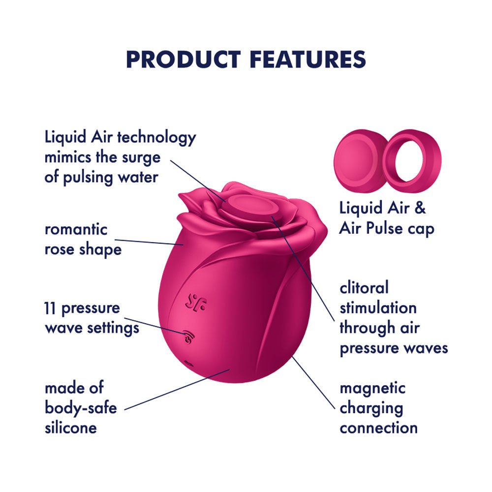Satisfyer pro 2 - classic blossom - pressure wave vibrator - Product back view,  rose toys  | Flirty Bay Adult Store Australia