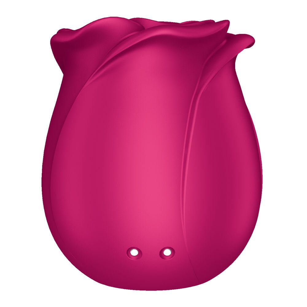 Satisfyer pro 2 - classic blossom - pressure wave vibrator - Product side view, focus on charger, rose toys  | Flirty Bay Adult Store Australia