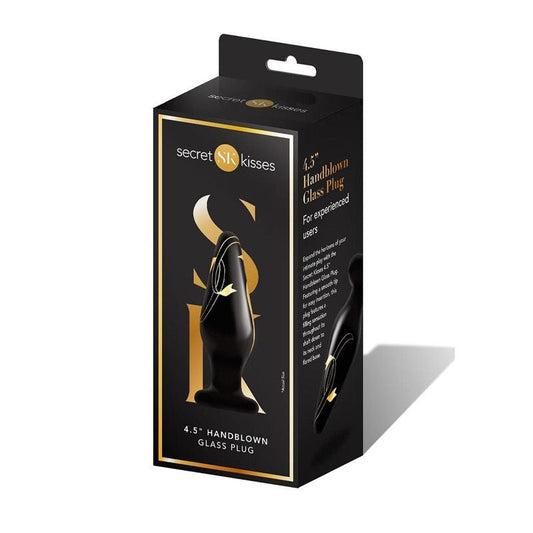 Secret kisses -  4.5'' handblown wide glass butt plug -  box side view | Flirtybay.com.au