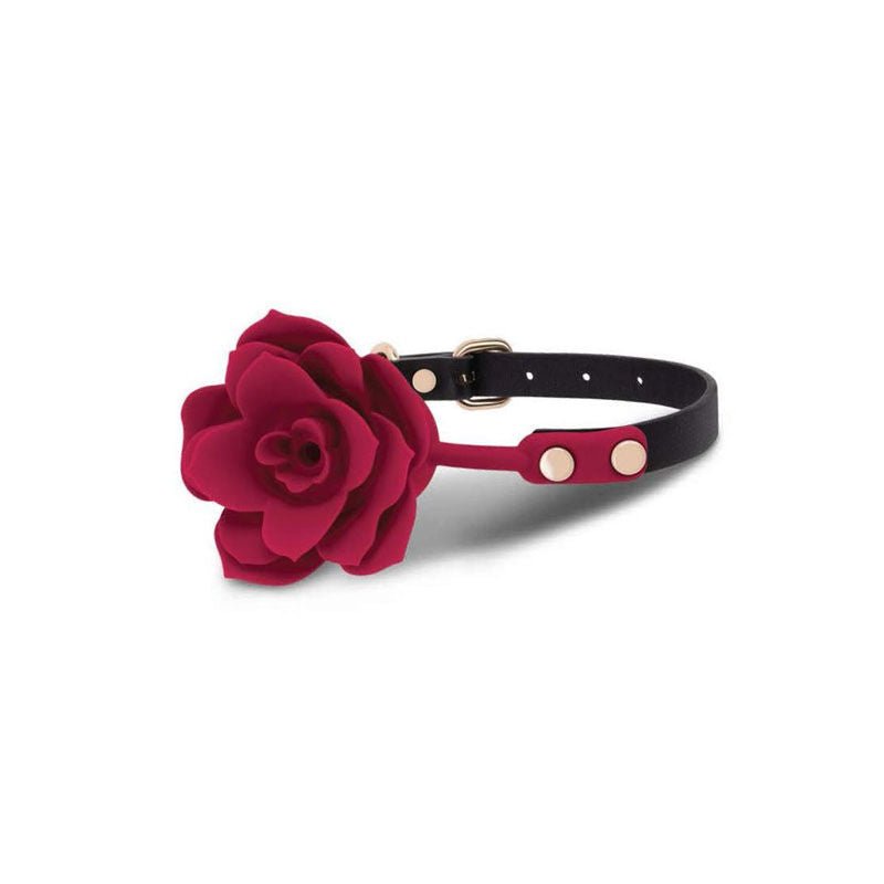Secret kisses - rosegasm bloom - bondage silicone gag - Product front view  | Flirtybay.com.au